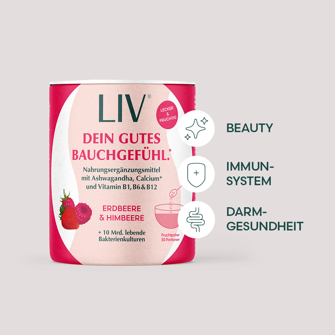 Produktbild Darmkur Erdbeere & Himbeere mit Geschmack  Erdbeere & Himbeere – hochwertiges Nahrungsergänzungsmittel für Frauen