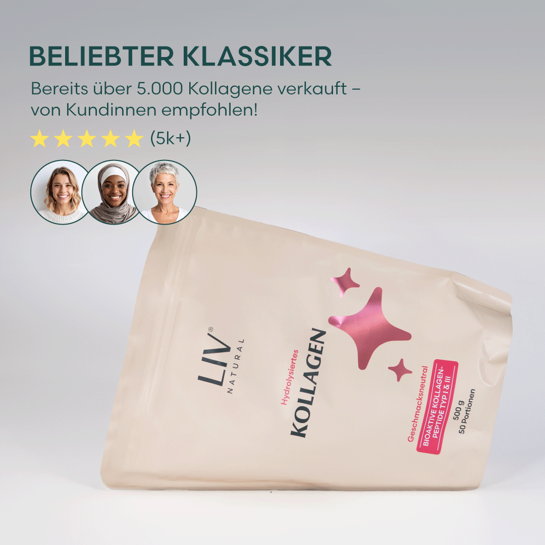LIV NATURAL Kollagen Nahrungsergänzungsmittel – unterstützt Hautelastizität und natürliche Schönheit bei Frauen