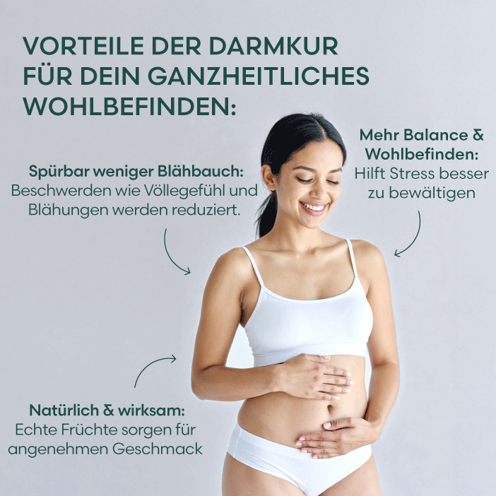 Produktbild Darmkur Erdbeere & Himbeere mit Geschmack  Erdbeere & Himbeere – hochwertiges Nahrungsergänzungsmittel für Frauen