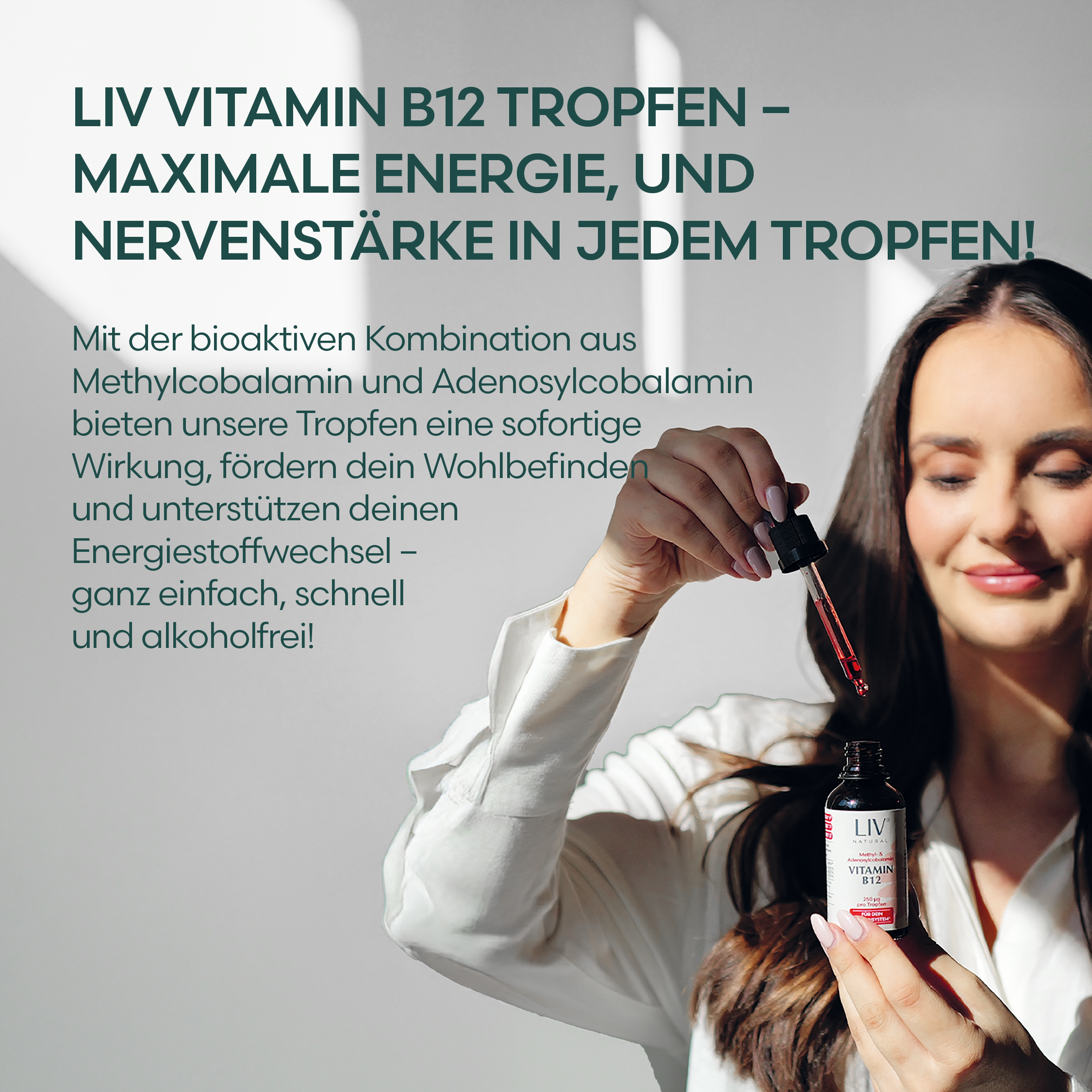 Produktbild Vitamin B12 Tropfen – hochwertiges Nahrungsergänzungsmittel für Frauen